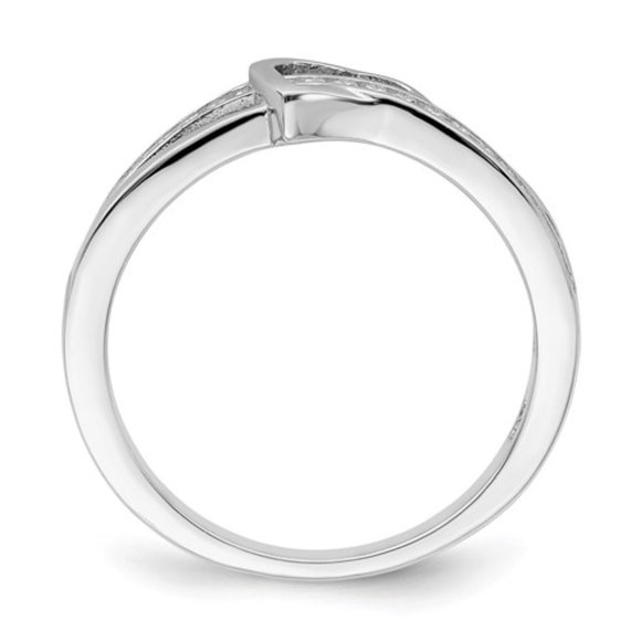 Brilliant Embers Sterling Silver Rhodium-plated Micro Paved CZ Heart Ring - Picture 5 of 5